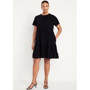 Old Navy Black All Day Tiered Swing Mini Dress Size Large New